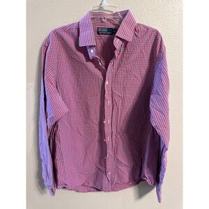 Polo Ralph Lauren‎ Plaid Button Down Long Sleeve Shirt Pink Blue 17 1/2